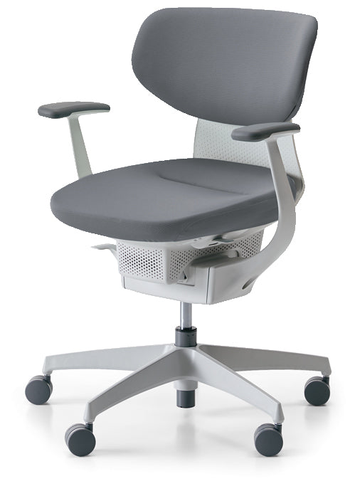 コクヨ ing ラテラルタイプ T型肘 ホワイトグレー本体・ホワイト樹脂脚 CR-GW3201E1 ソフトグレー