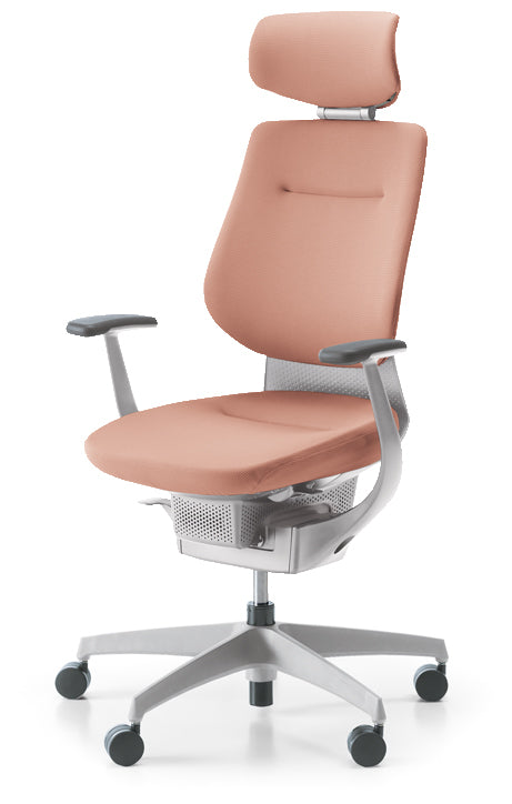 コクヨ ing ヘッドレストタイプ T型肘 ホワイトグレー本体・ホワイト樹脂脚 CR-GW3205E1 アッシュピンク