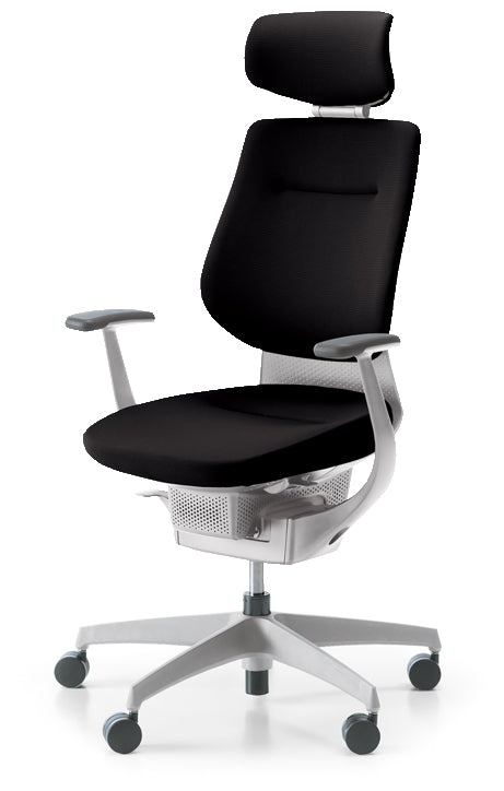 コクヨ ing ヘッドレストタイプ T型肘 ホワイトグレー本体・ホワイト樹脂脚 CR-GW3205E1 ブラック