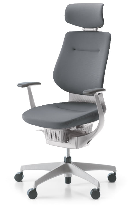 コクヨ ing ヘッドレストタイプ T型肘 ホワイトグレー本体・ホワイト樹脂脚 CR-GW3205E1 ソフトグレー