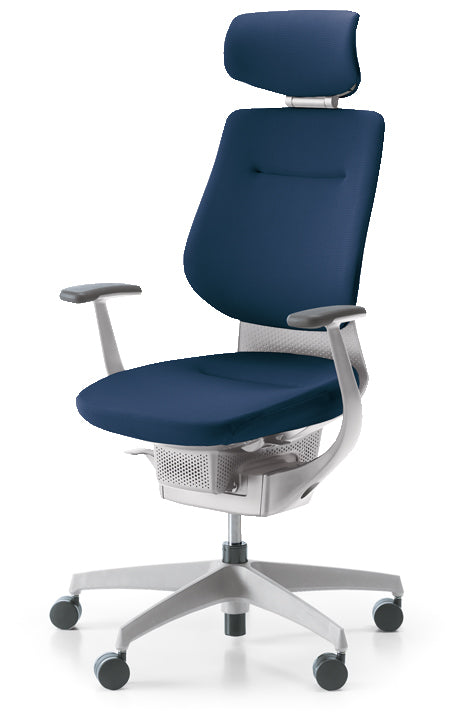 コクヨ ing ヘッドレストタイプ T型肘 ホワイトグレー本体・ホワイト樹脂脚 CR-GW3205E1 ネイビー