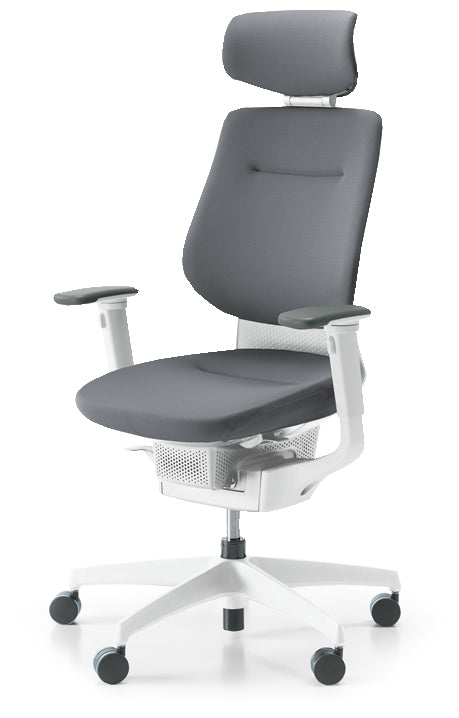コクヨ ing ヘッドレストタイプ 可動肘 ホワイトグレー本体・ホワイト樹脂脚 CR-GW3215E1 ソフトグレー