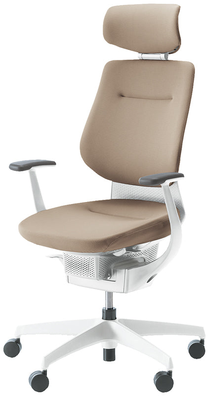 コクヨ ing ヘッドレストタイプ T型肘 ホワイトグレー本体・ホワイト樹脂脚 CR-GW3205E1 ミディアムグレージュ