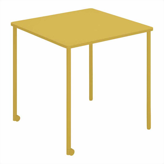 コクヨ Any Table 正方形。オリーブイエロー。750×750×高さ720mm、2本キャスター脚。品番：TAN-MS0707M1-1S1S1。Office Design Paletteの品番対応画像。