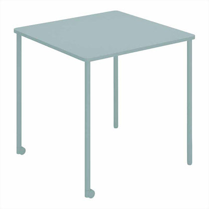 コクヨ Any Table 正方形。アッシュターコイズ。750×750×高さ720mm、2本キャスター脚。品番：TAN-MS0707M1-39391。Office Design Paletteの品番対応画像。