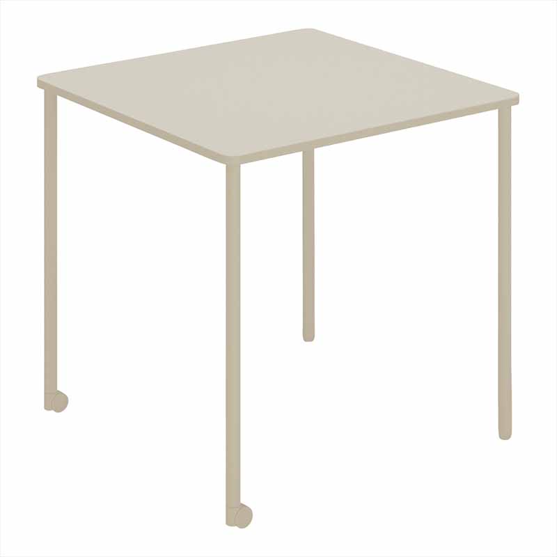 コクヨ Any Table 正方形。ホワイトブラウン。750×750×高さ720mm、2本キャスター脚。品番：TAN-MS0707M1-M1M11。Office Design Paletteの品番対応画像。