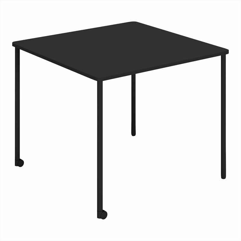 コクヨ Any Table 正方形。ブラック。900×900×高さ720mm、2本キャスター脚。品番：TAN-MS0909M1-6A6A1。Office Design Paletteの品番対応画像。