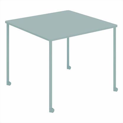 コクヨ Any Table 正方形。アッシュターコイズ。900×900×高さ720mm、4本キャスター脚。品番：TAN-MS0909MC-39391。Office Design Paletteの品番対応画像。