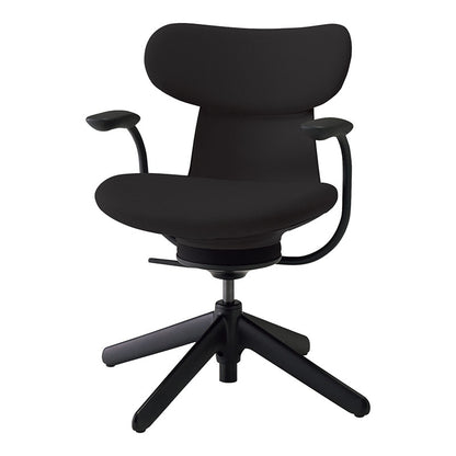 コクヨ ingLIFE 背クッション 布張り 肘付き 4本脚。背：ブラック、座：ブラック。品番：C05-B11CCL-BKB6B61。