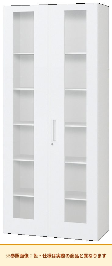コクヨ エディア＜スタンダードタイプ＞ 両開きタイプ 本体素材：スチール 扉仕様：ガラス仕様 BWU-SG89SSAW