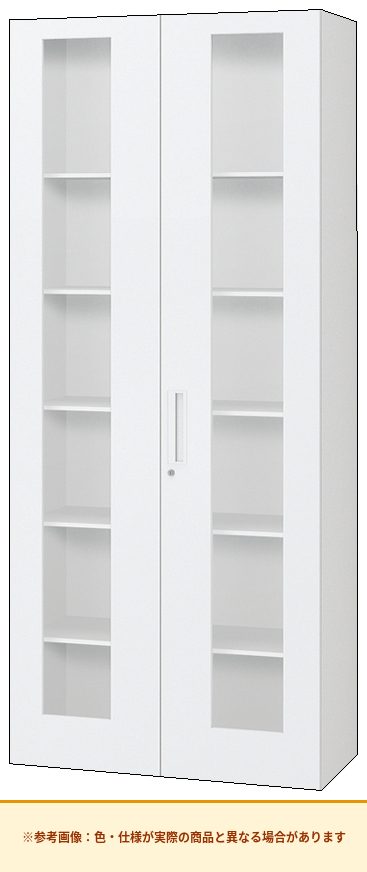 コクヨ エディア＜スタンダードタイプ＞ 両開きタイプ 本体素材：スチール 扉仕様：ガラス仕様 BWU-SG89SSAW